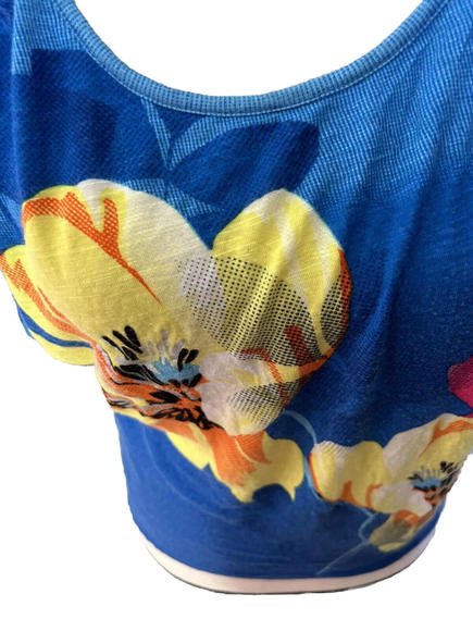 Venus - Shirt Top Size M Medium Blue Sheer Lace Back - Picture 2 of 4